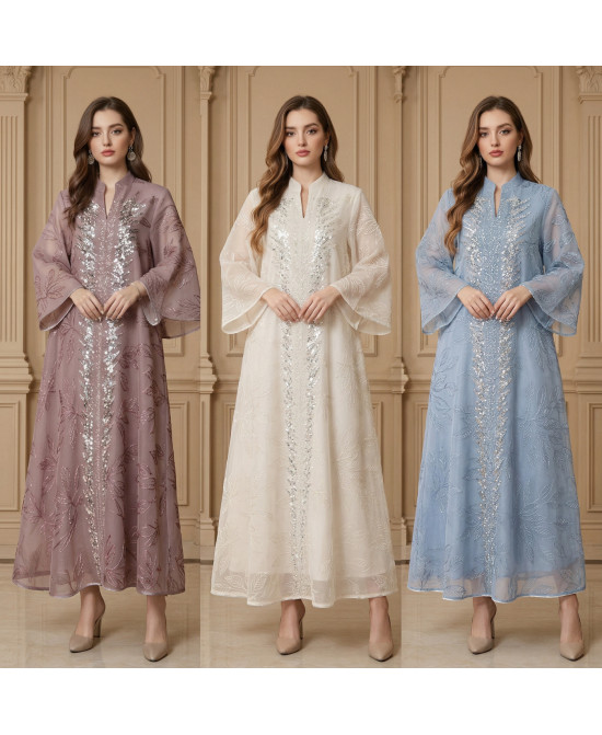 Robe Longue Brodée Élégante - Zayphir