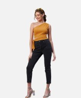 Pista Green Colour One Shoulder Solid Top