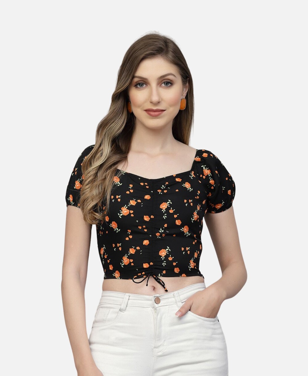 Casual Regular Sleeves Floral Print Women Black