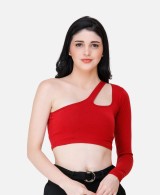 Women's Scorpius Pink One Shoulder-Neck Fitted Crop Top