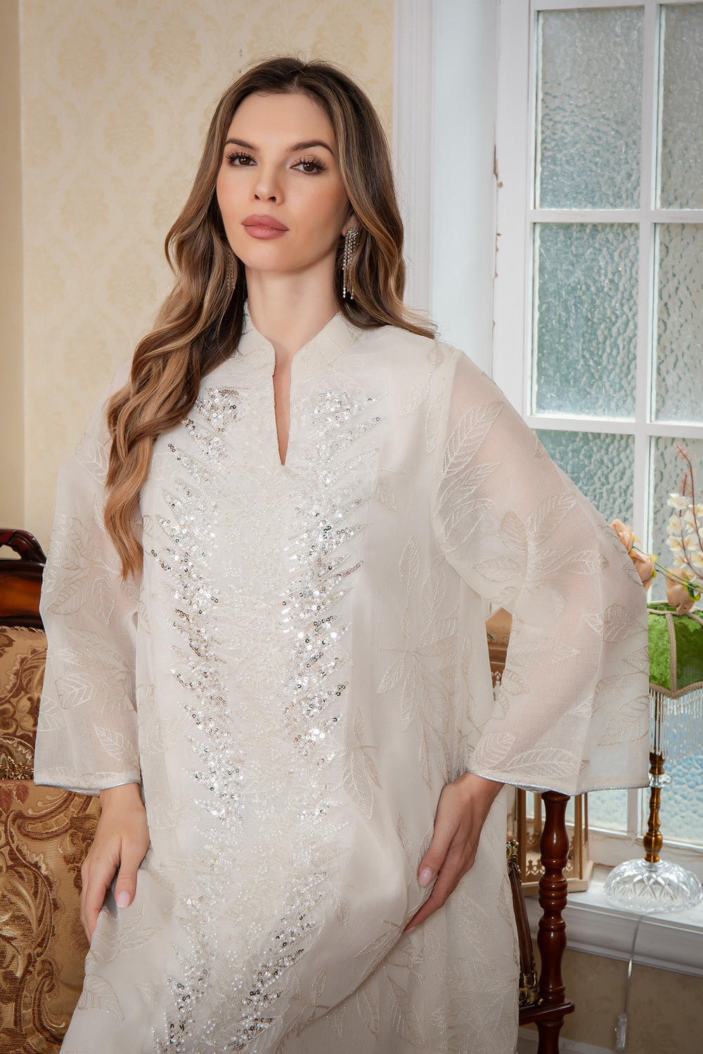 Robe Longue Brodée Élégante - Zayphir