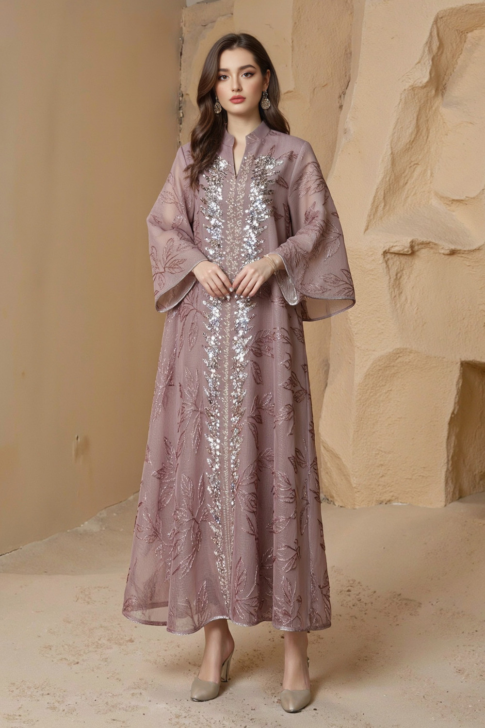 Robe Longue Brodée Élégante - Zayphir