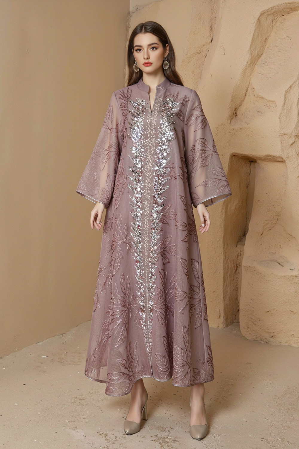 Robe Longue Brodée Élégante - Zayphir