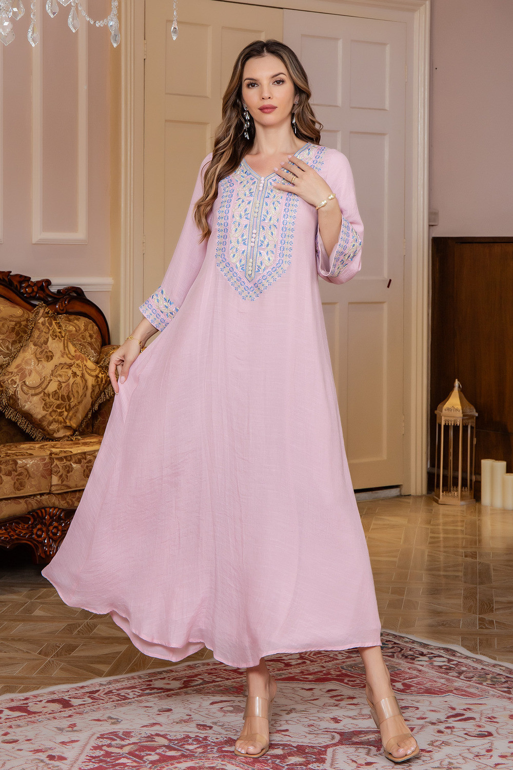 Robe Broderie Évasée Élégante - Zayphir