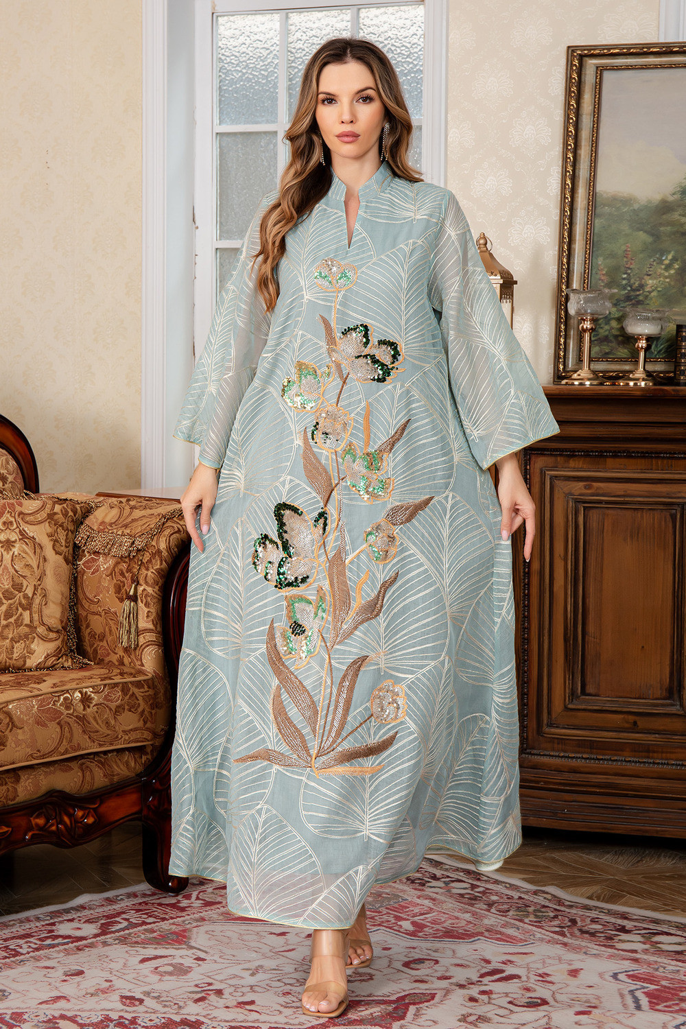 Robe orientale femme Saphir de Minuit – Élégance raffinée