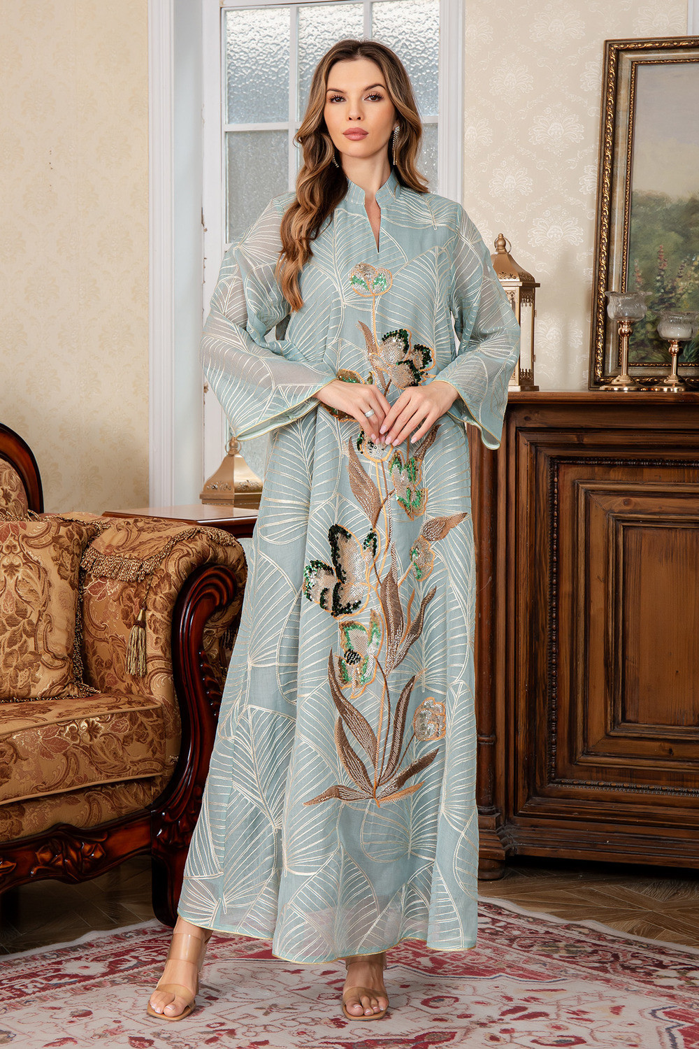 Robe orientale femme Saphir de Minuit – Élégance raffinée
