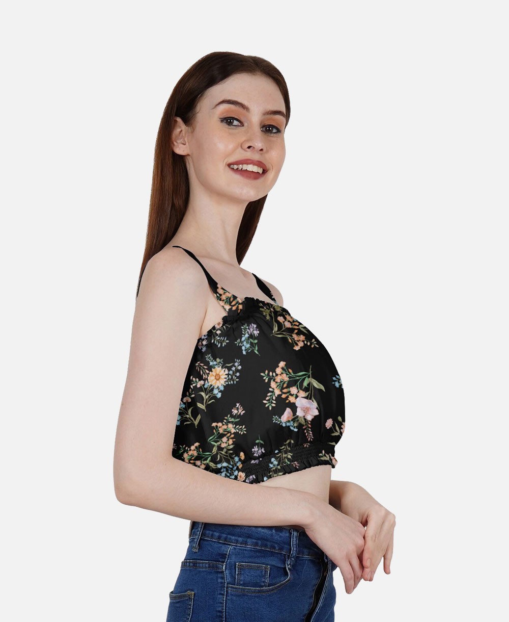 DressBerry Women's Printed Poly Crop Top