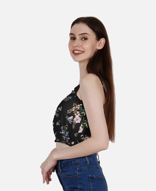 DressBerry Women's Printed Poly Crop Top