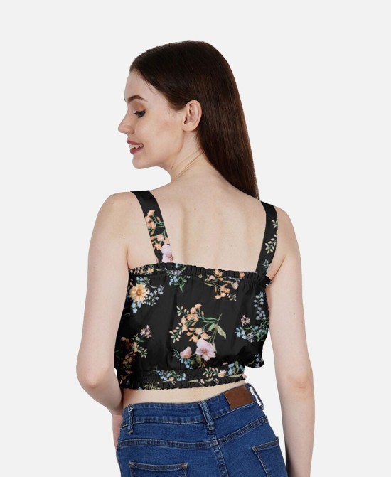 DressBerry Women's Printed Poly Crop Top