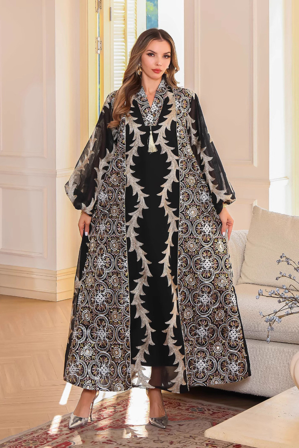 Robe orientale femme Voile d’Ambre – Élégance raffinée