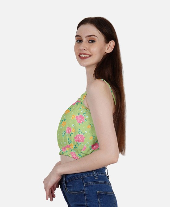 DressBerry Women's Printed Poly Crop Top