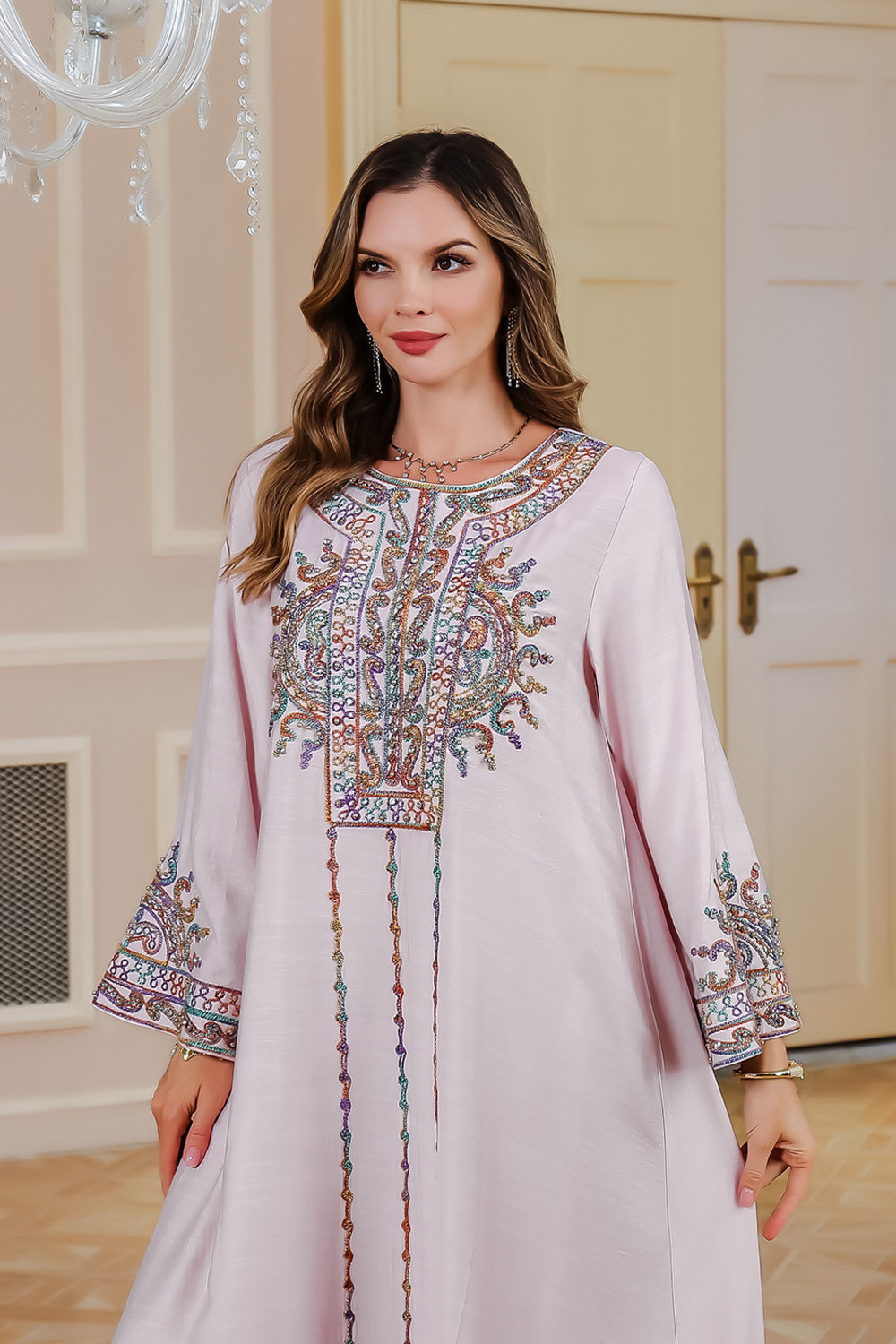 Robe orientale femme Sable Rosé des Dunes – Élégance raffinée