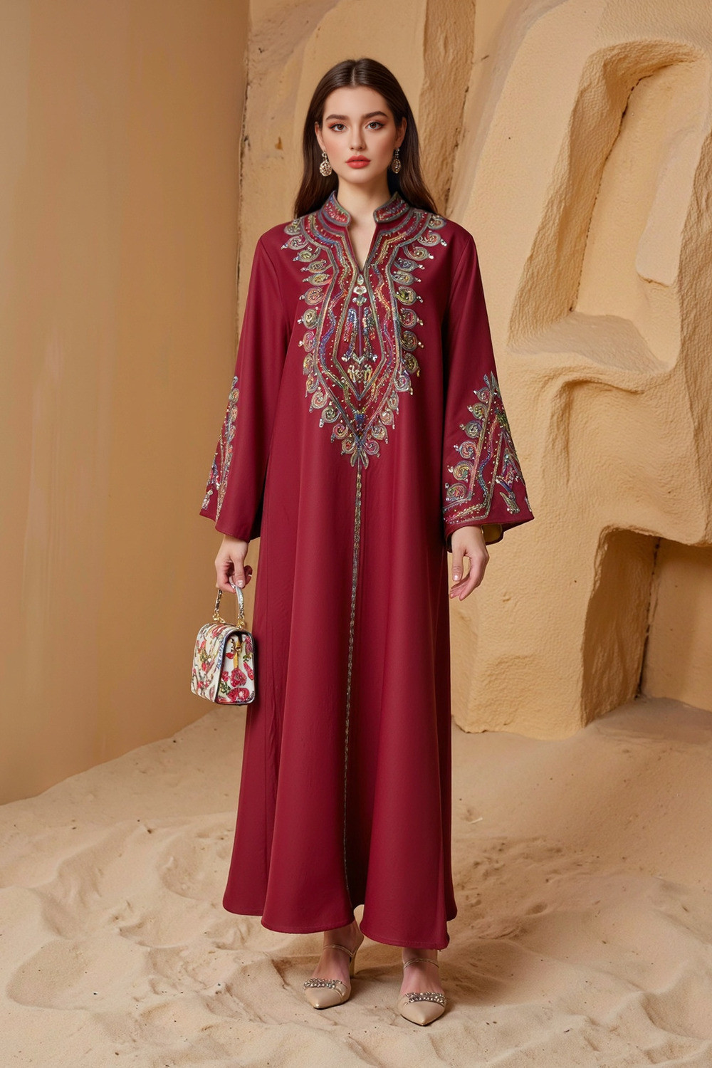 Robe Orientale Élégante Brodée