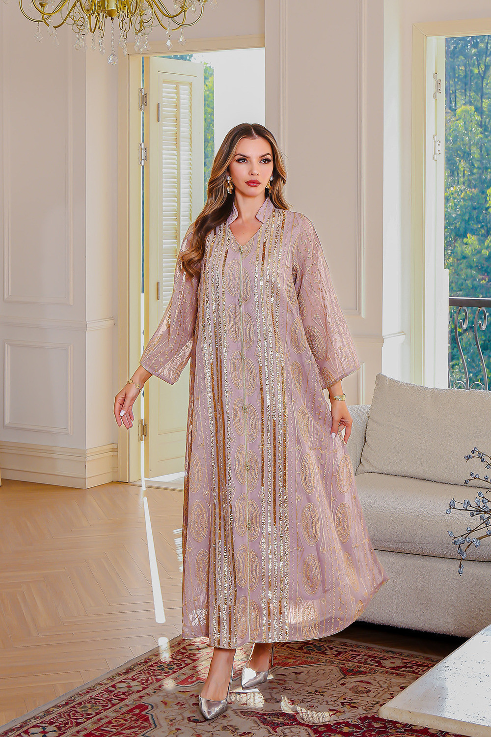 Robe orientale femme Lilas de Perle – Élégance raffinée
