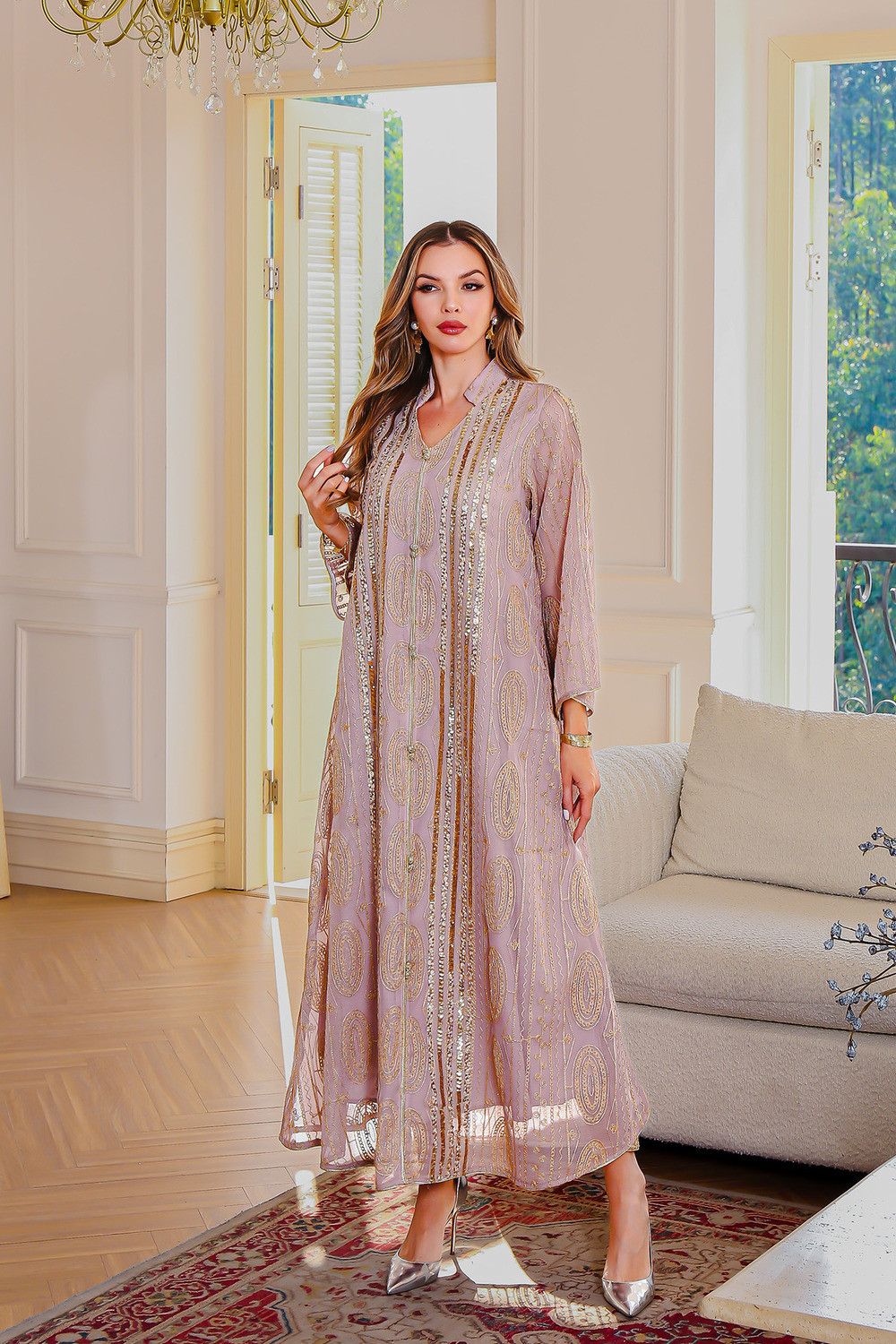 Robe orientale femme Lilas de Perle – Élégance raffinée