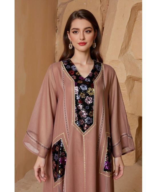Caftan Élégance Florale - Chic et Confort