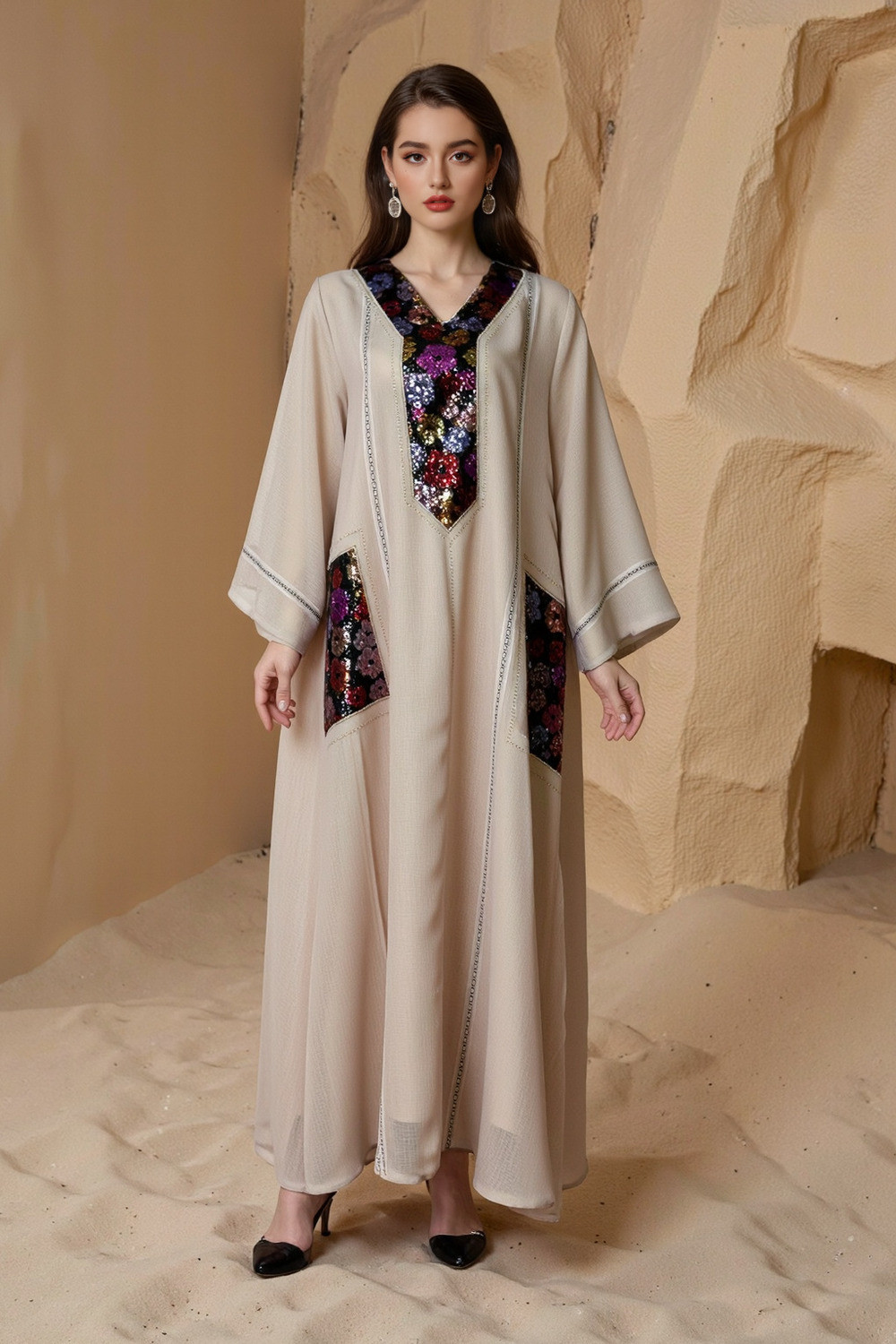 Caftan Élégance Florale - Chic et Confort