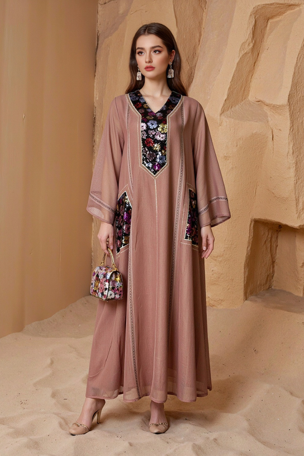 Robe orientale femme Velours de Minuit – Élégance raffinée