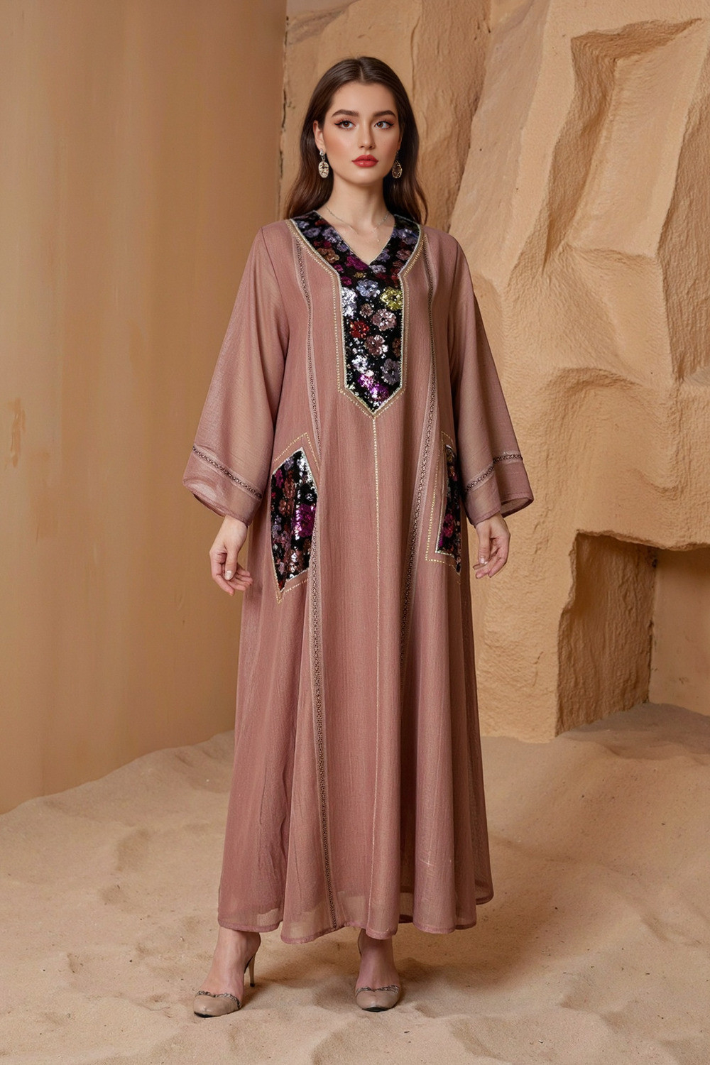 Robe orientale femme Velours de Minuit – Élégance raffinée