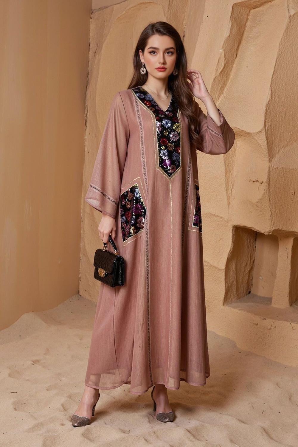 Robe orientale femme Velours de Minuit – Élégance raffinée