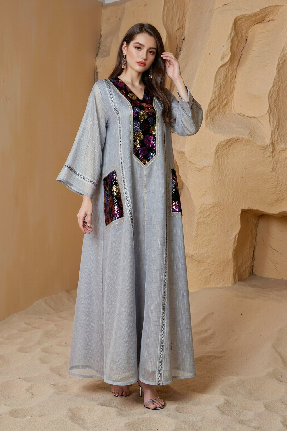 Caftan Élégance Florale - Chic et Confort