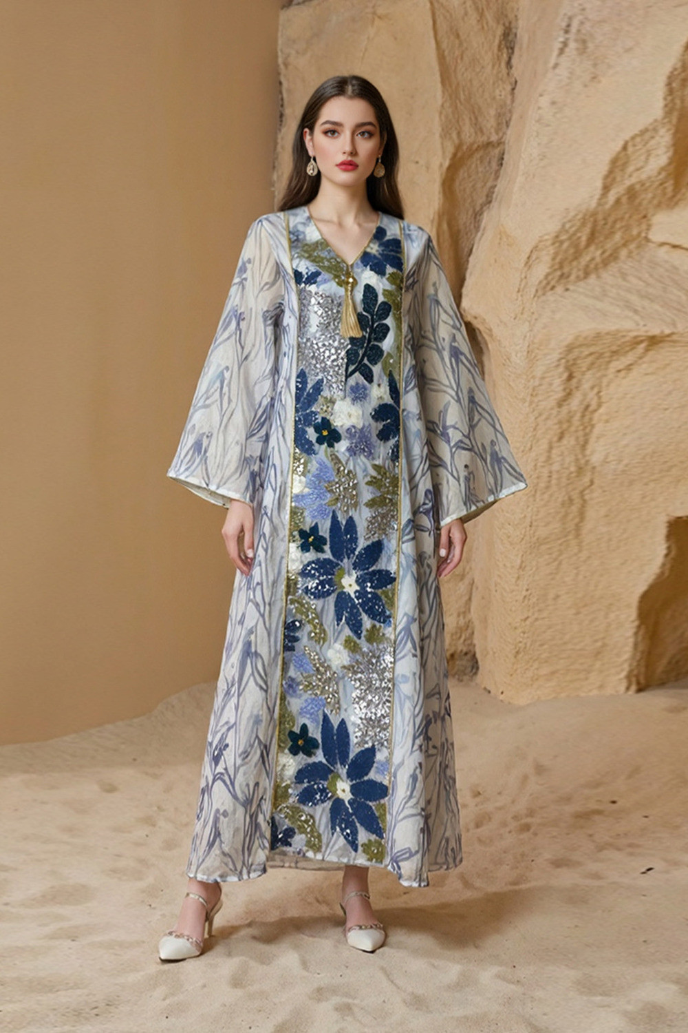 Kaftan Élégance Florale - Style et Confort