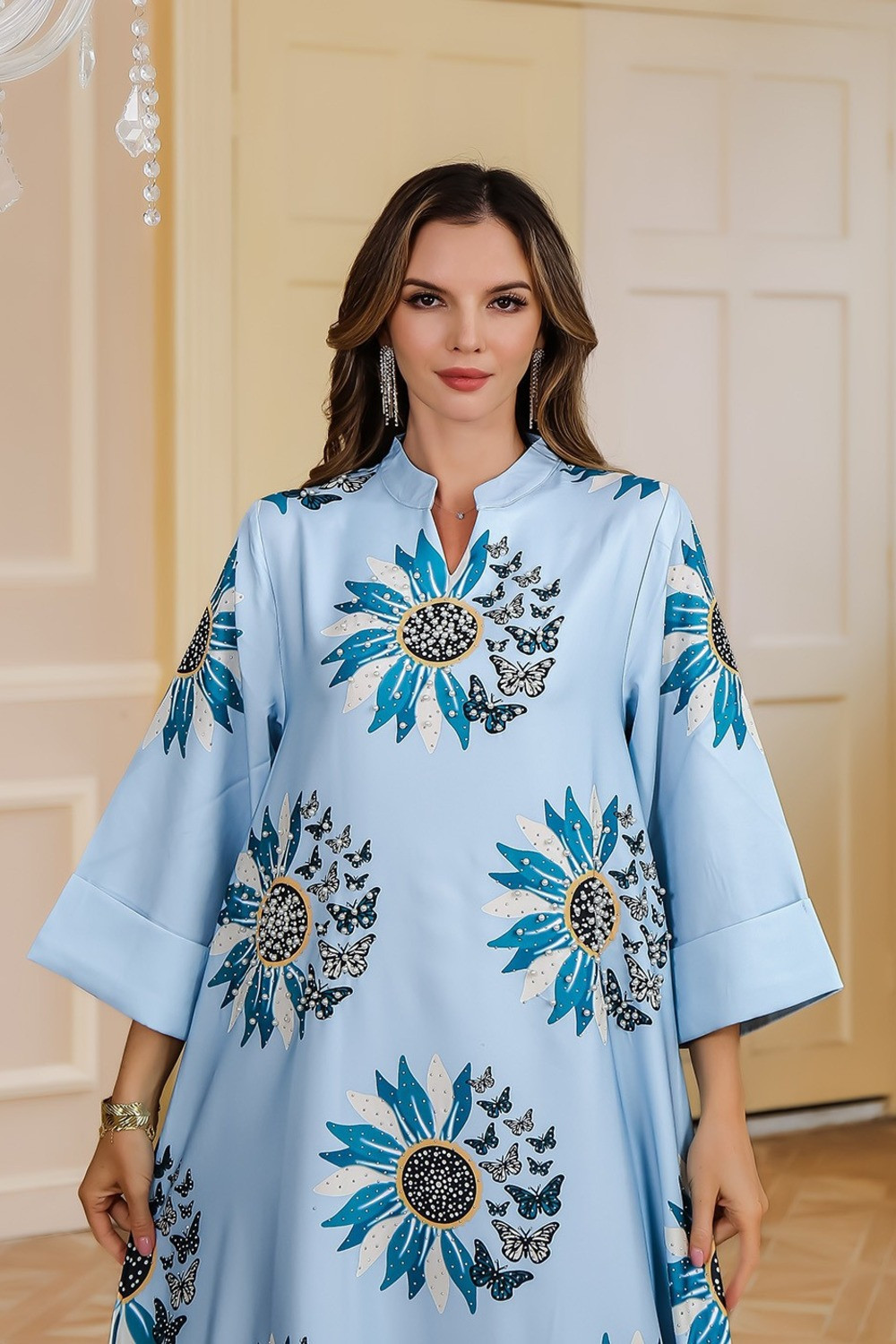 Robe orientale femme Jardin Papillon – Élégance raffinée