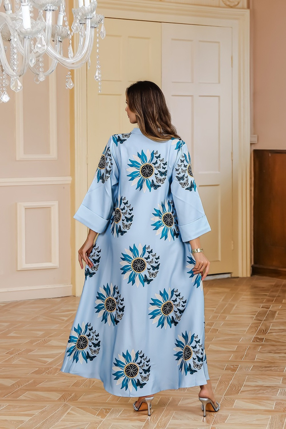 Robe orientale femme Jardin Papillon – Élégance raffinée