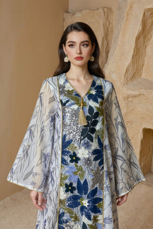 Kaftan Élégance Florale - Style et Confort