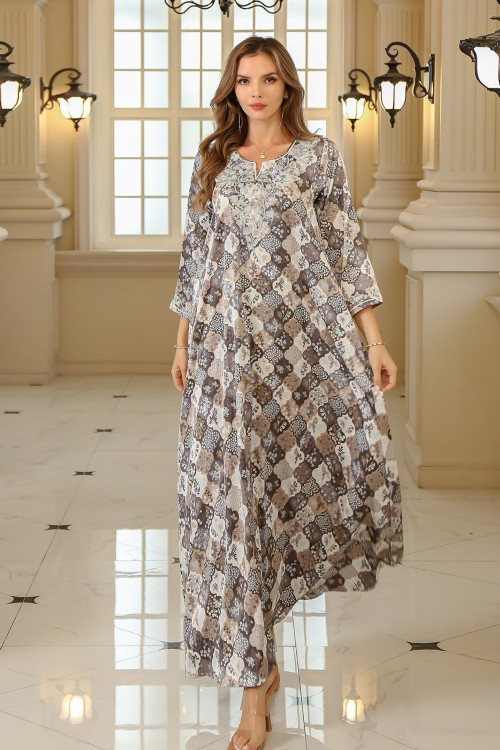 Robe orientale femme Brume Florale – Élégance raffinée