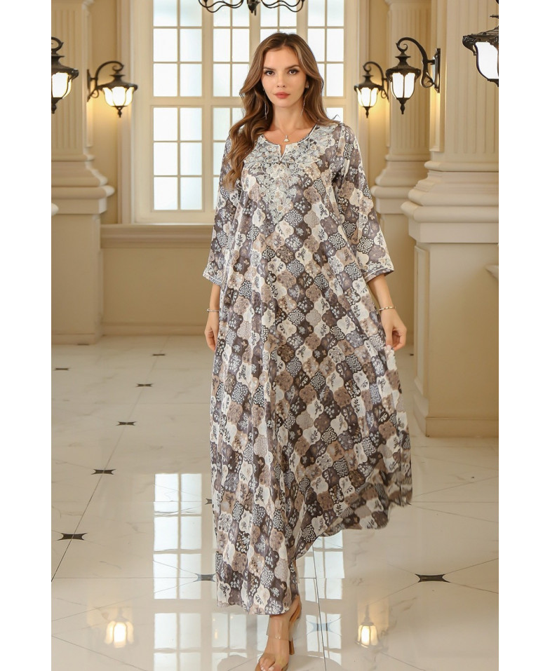 Robe orientale femme Brume Florale – Élégance raffinée
