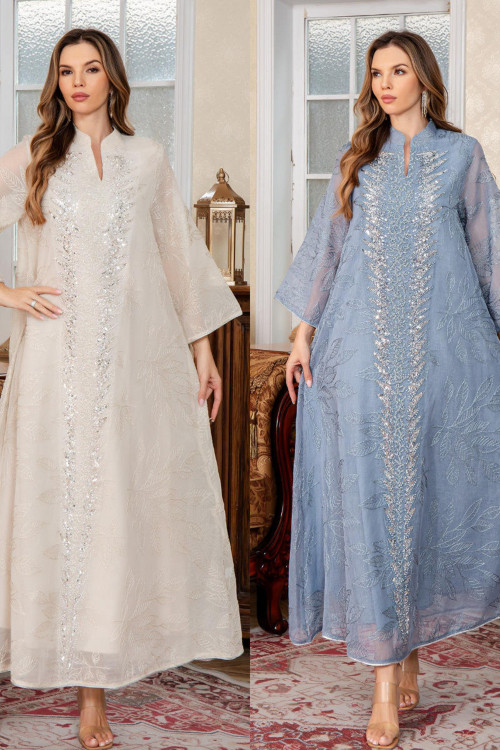 Robe Longue Brodée Élégante - Zayphir