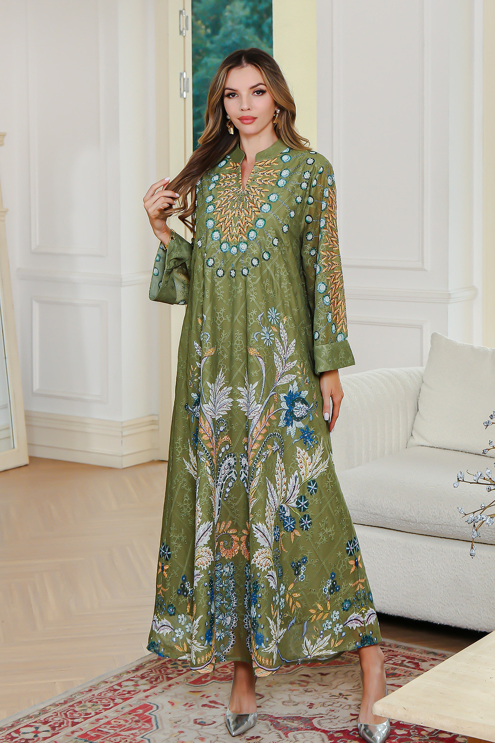 Robe orientale femme Jardin d’Émeraude – Élégance raffinée
