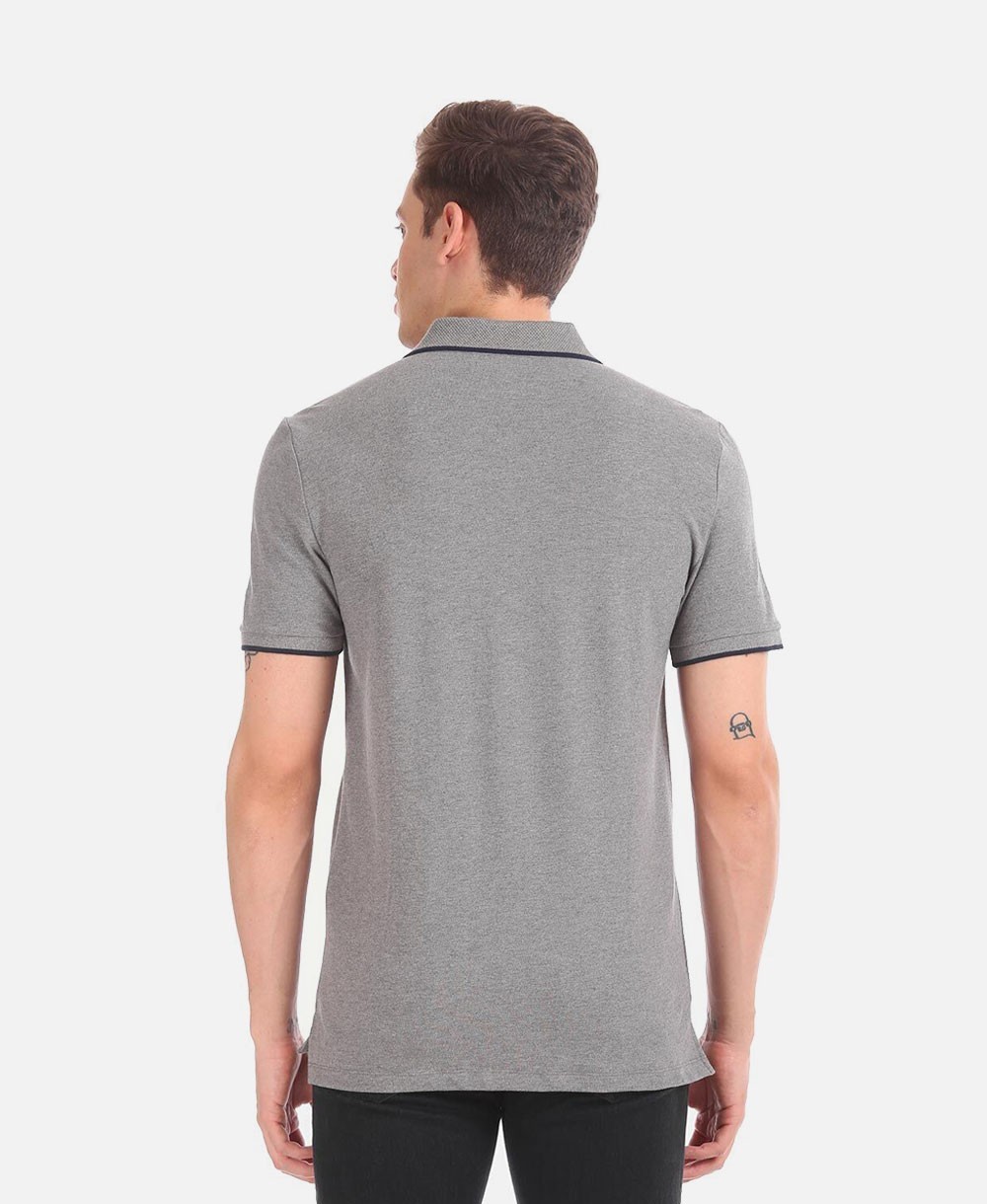 Textured Polo T-shirt With Contrast Piping