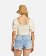 Floral Pointelle Smocked Crop Top In Whitecap