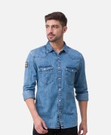 Fashion Men's Denim Solid Slim Fit Casual Shirt