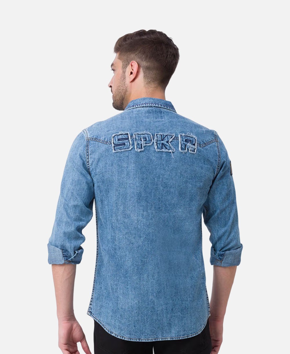 Fashion Men's Denim Solid Slim Fit Casual Shirt