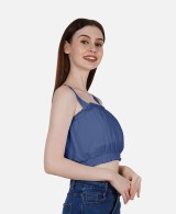 DressBerry Women's Solid Poly Crepe Crop Top