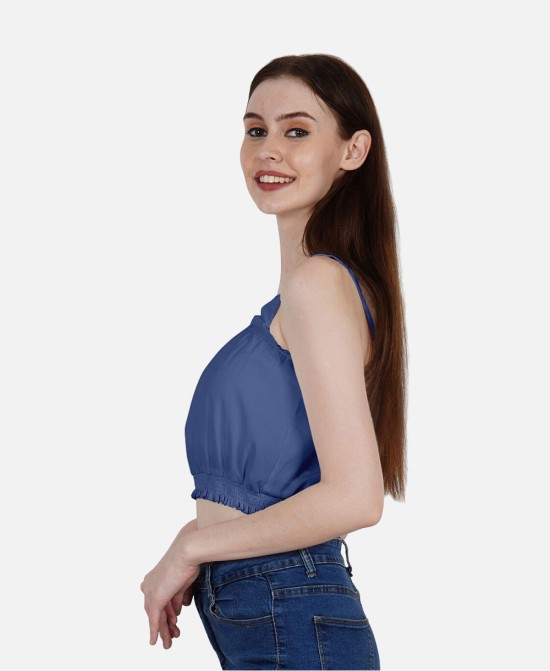 DressBerry Women's Solid Poly Crepe Crop Top