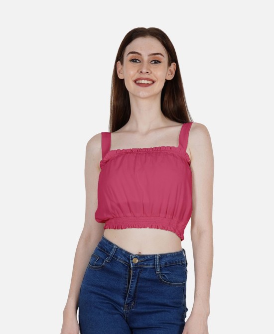 DressBerry Women's Solid Poly Crepe Crop Top