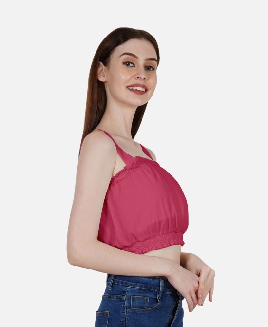 DressBerry Women's Solid Poly Crepe Crop Top