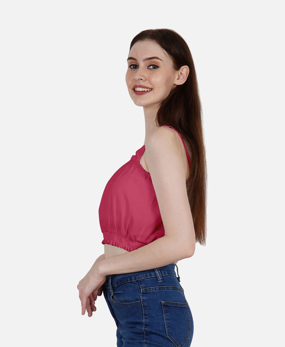 DressBerry Women's Solid Poly Crepe Crop Top