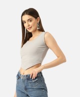 Orchid Hues Women Off-White Checked Crop Top