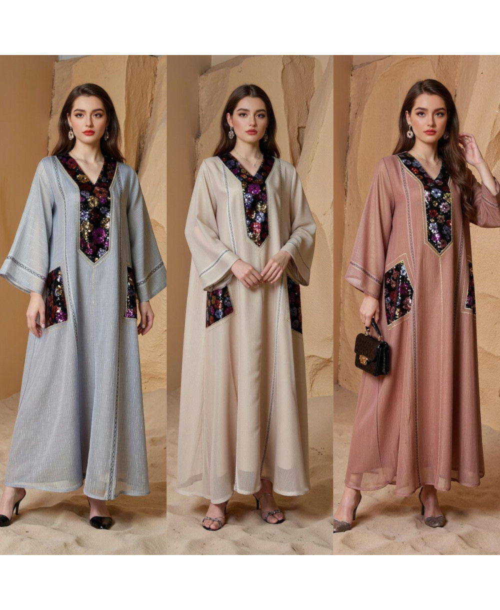 Caftan Élégance Florale - Chic et Confort